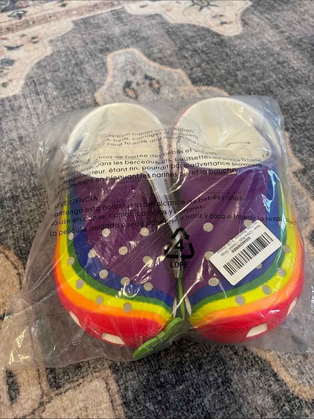 New! Kids Rainbow Slip-On crocs Shoes - size 3